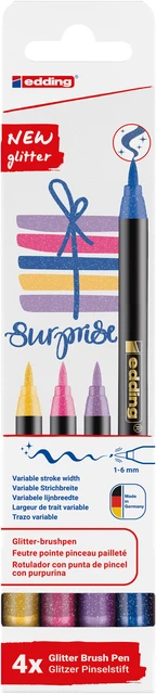 Brushpen edding 1340 glitter assorti set à 4 stuks