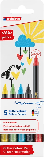 Fineliner Edding 1200 F 5st Glitter Assorti