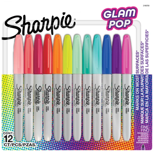 Viltstift Sharpie Glampop F 12st Assorti