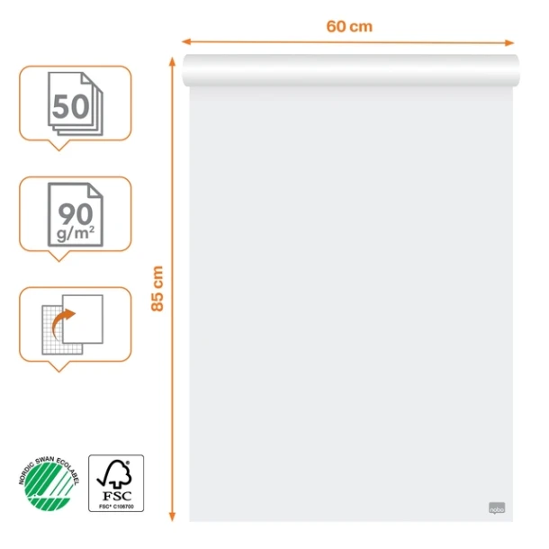 Flipoverpapier Nobo Premium 60x85cm Rol