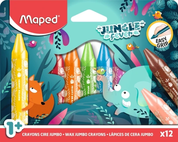 Waskrijt Maped Jungle Fever Jumbo set à 12 kleuren