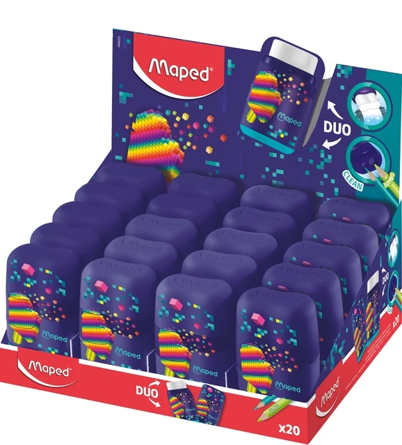 Puntenslijper Maped Pixel Party Connect 2-gaats met gum