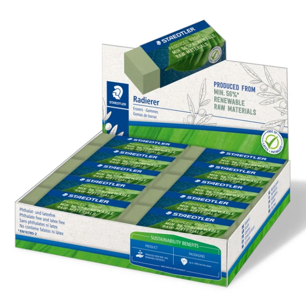 Gum Staedtler Eco 52680 65x23x10mm olijfgroen 20 stuks
