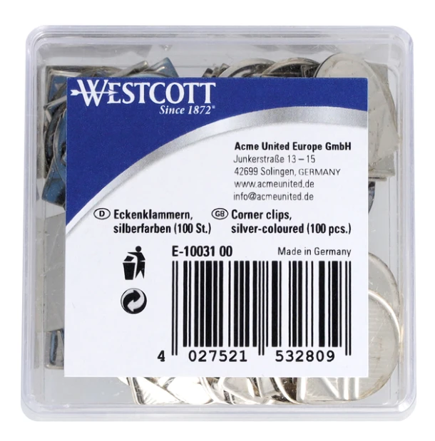 Hoekclips Westcott Aluminium Zilverkleurig