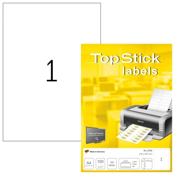 Etiket TopStick 8720 210x297mm wit 100 stuks