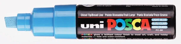 Paintmarker Uni POSCA PC8K breed schuin lichtblauw