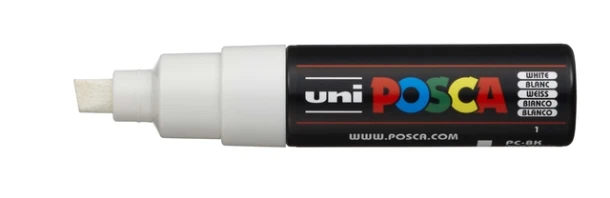 Paintmarker Uni POSCA PC8K breed schuin wit