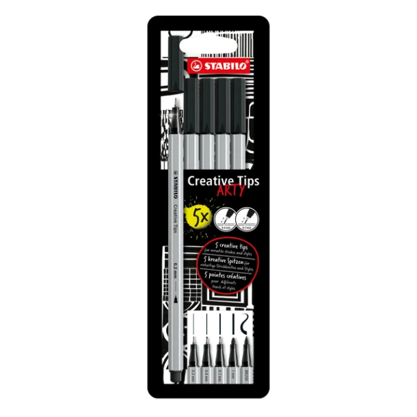 Creative Tips zwart Arty Stabilo set 10st 0.2 0.5