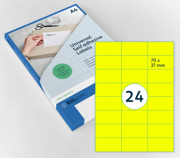 Etiket Rillprint 70x37mm Fluorgeel 2400 Etiketten