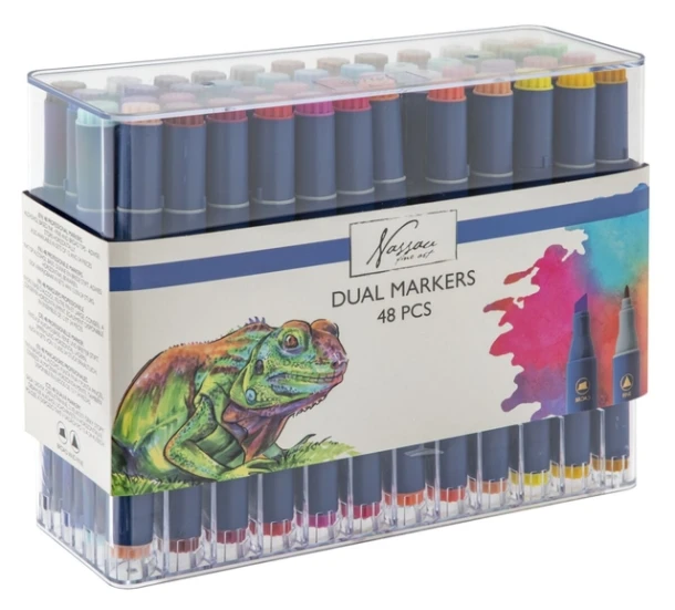 Alcoholmarkers Nassau Arts duopunt set 48 kleuren