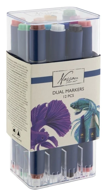 Alcoholmarkers Nassau Arts duopunt set 12 kleuren
