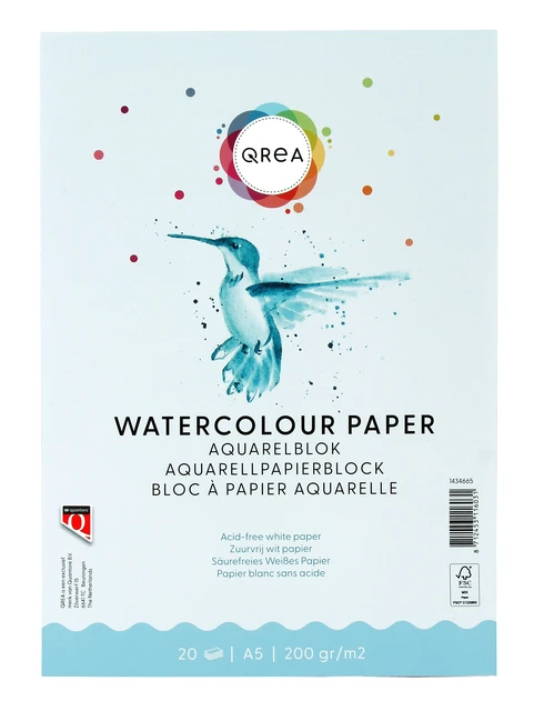Aquarelblok Qrea A5 20vel 200gr Gelijmd