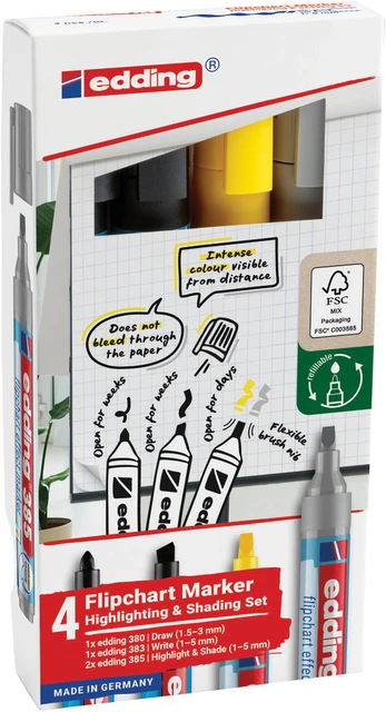 Viltstift edding 385 flipover incl 380 - 383 assorti 4 stuks