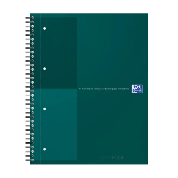 Spiraalblok Oxford International Notebook A4+ lijn 160 pagina's groen
