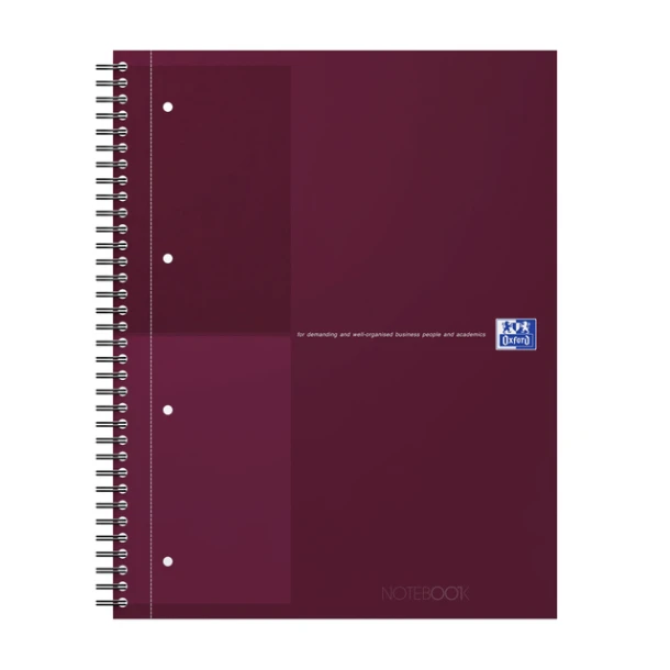 Spiraalblok Oxford International Notebook A4+ lijn 160 pagina's rood