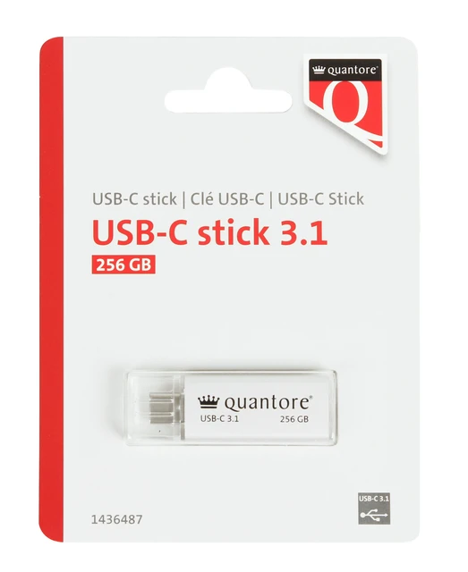 USB stick 3.1 Quantore USB-C 256GB zilver