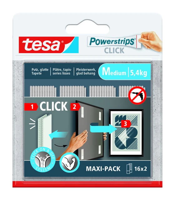 Kleefstip tesa Powerstrips Click Medium 16 paar wit
