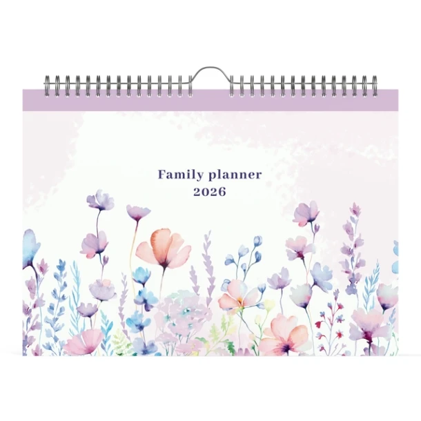 Familiekal 26 Lannoo  Flowers Watercol 7d/1p Lila