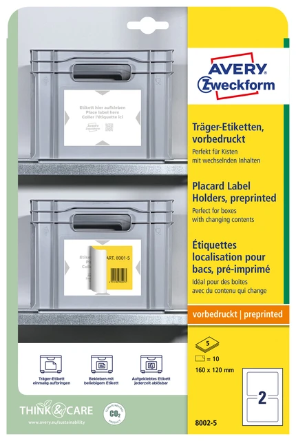 Positioneeretiket Avery 8002 160x120mm bedrukt 10 stuks