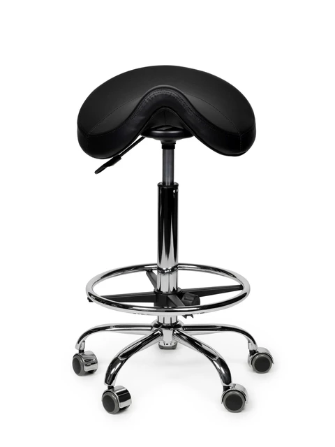 Zadelkruk Office Premium standaard met voetring harde wielen zw