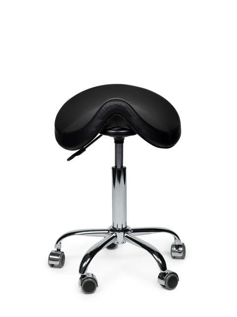 Zadelkruk Office Premium laag zonder voetring harde wielen zw