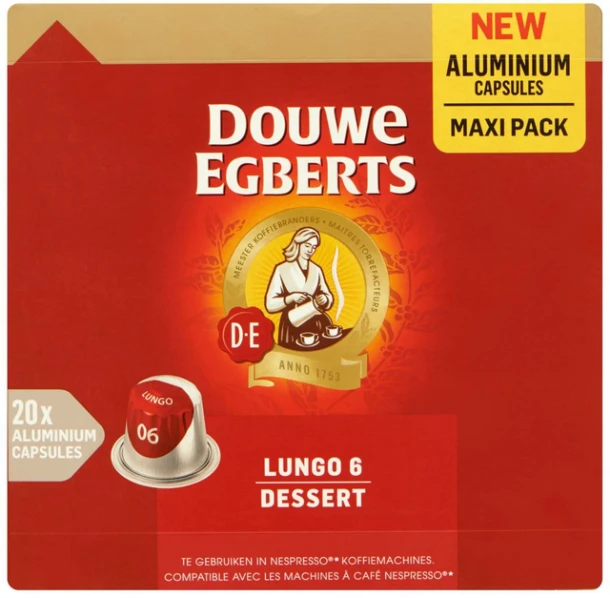 Koffiecups Douwe Egberts Lungo Dessert 20 Stuks