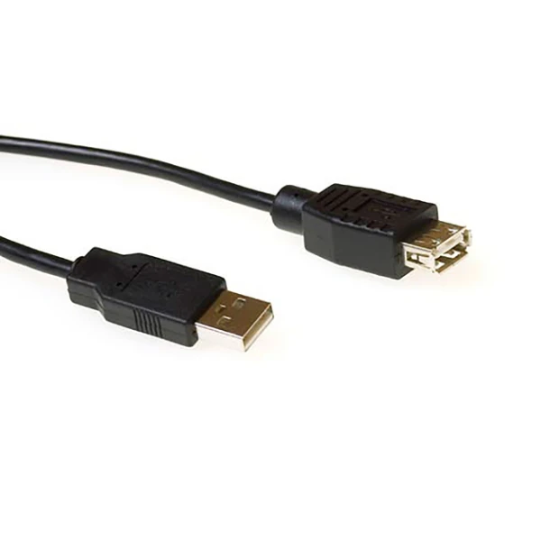Kabel ACT USB 2.0 A male - USB A female zwart 3 meter
