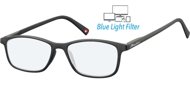 Bril  Montana +0.00 dpt blue light filter zwart