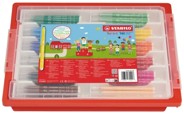 Viltstift STABILO Trio A-Z 378 fijn assorti classpack à 144 stuks