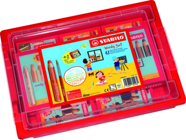 Kleurpotloden STABILO 882 woody 3 in 1 incl 2 slijpers classpack 48st