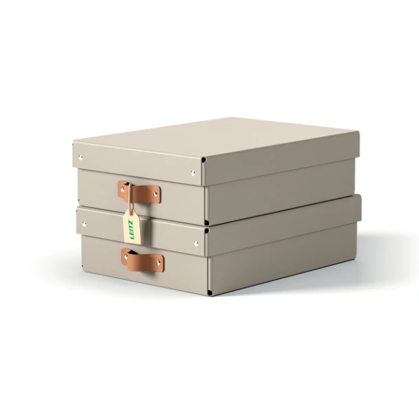 Opbergdoos Leitz Puro met deksel 8 liter set van 2 beige