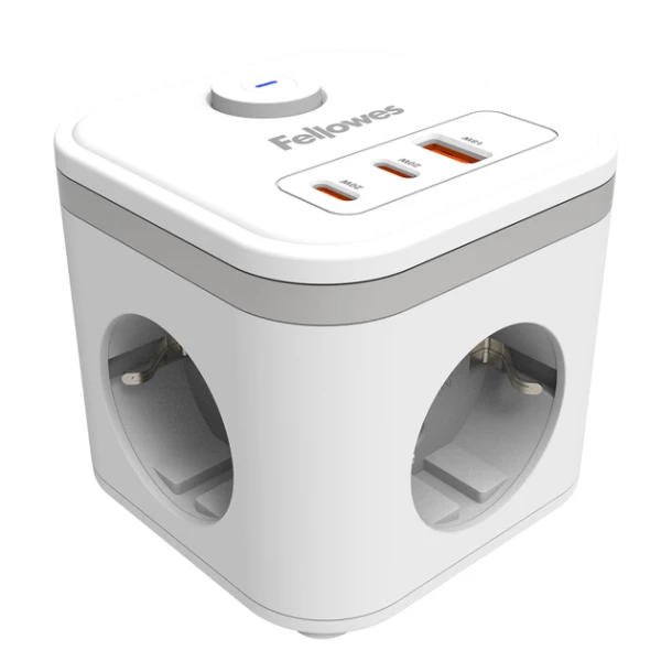 Stekkerblok Fellowes Pcf 3v 1xusb A 2xc 2m Wit