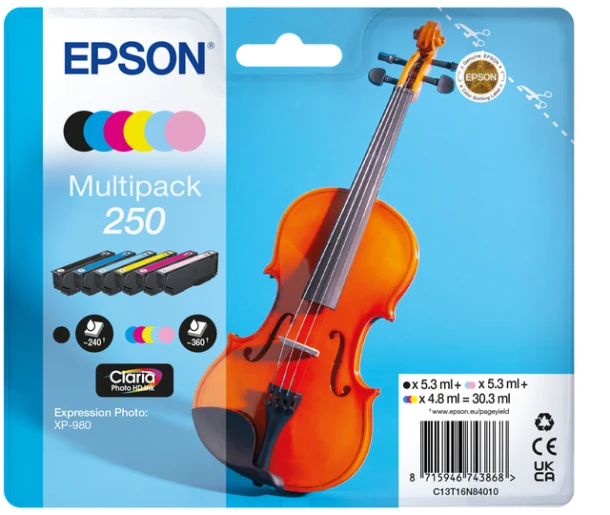 Inktcartridge Epson 250 T16n84 Zwart + 5 Kleuren