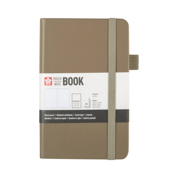 Notitieboek Sakura pocket 90x140mm lijn hard cover sintel