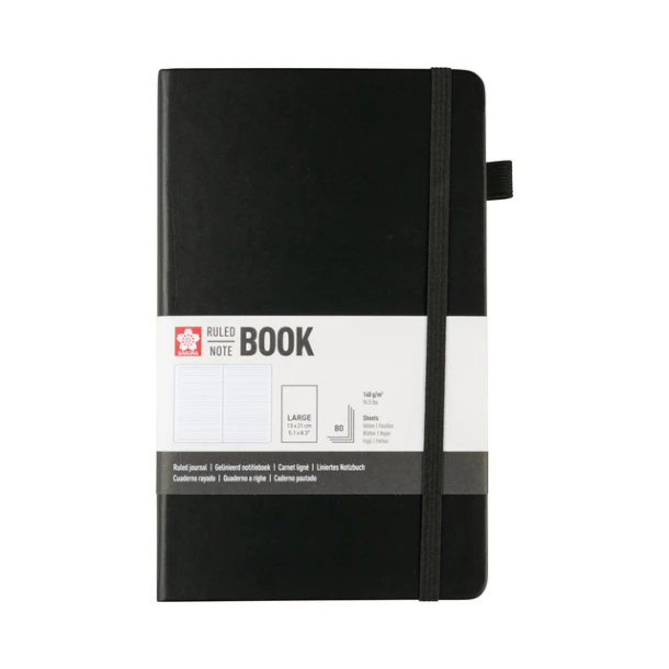 Notitieboek Sakura large 130x210mm lijn hard cover zwart
