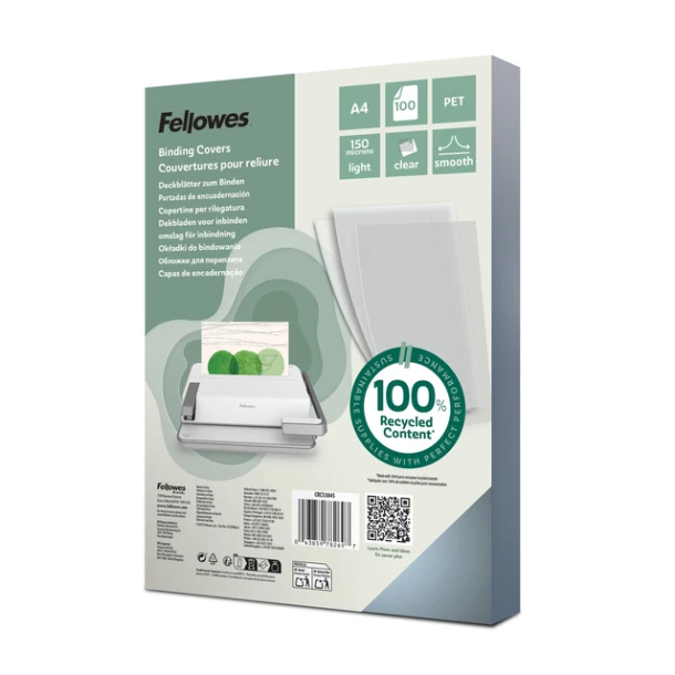 Voorblad Fellowes A4 PET 150micron recycled 100 stuks