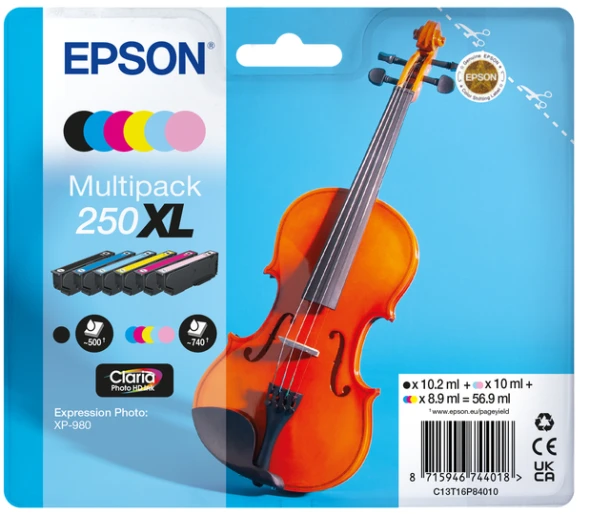 Inktcartridge Epson 250xl T16p84 Zwart + 5 Kleuren