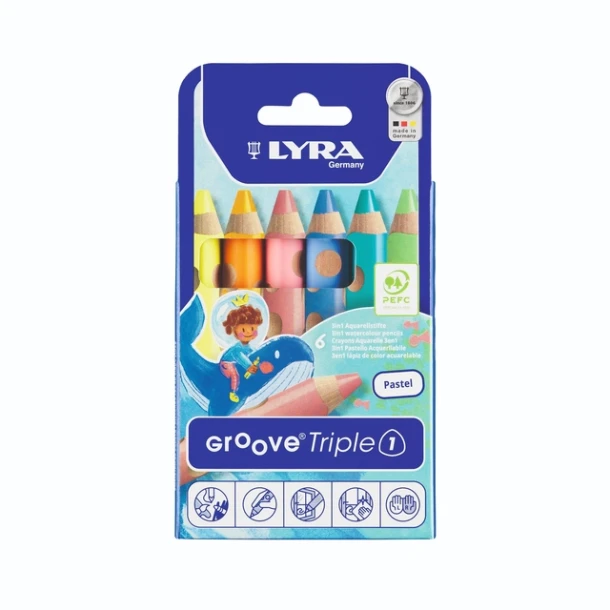 Kleurpotlood Lyra Groove Triple One 6st Pastel