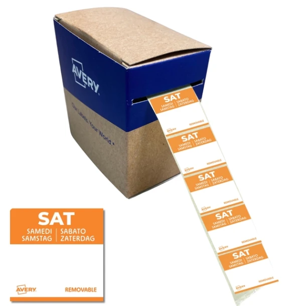 Etiket Avery HACCP zaterdag-oranje 25x25mm 1000 stuks