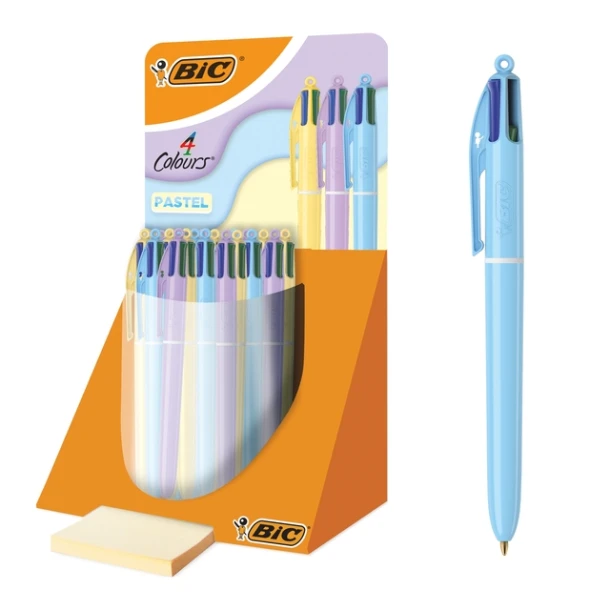 4-Kleuren balpen Bic pastel assorti display à 30 stuks