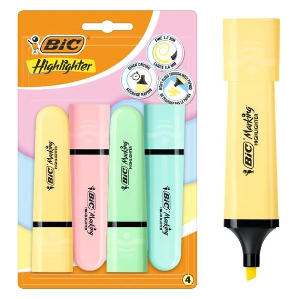 Markeerstift Bic pastel assorti blister à 4 stuks