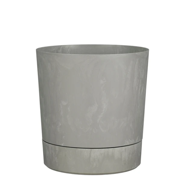 Plantenpot Mica Coco met schotel rond hoogte 23,5 Ø22,5 cm grijs