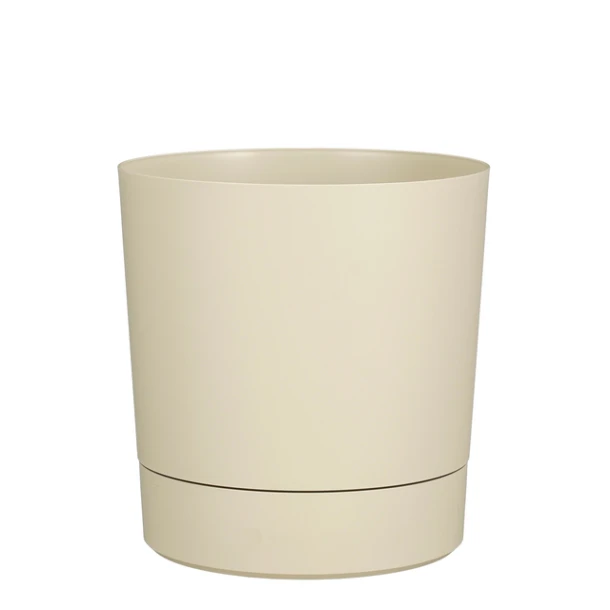 Plantenpot Mica Coco met schotel rond hoogte 23,5 Ø22,5 cm beige