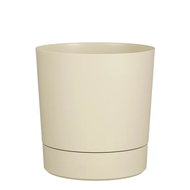 Plantenpot Mica Coco met schotel rond hoogte 29,5 Ø28 cm beige