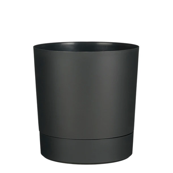 Plantenpot Mica Coco met schotel rond hoogte 23,5 Ø22,5 cm antraciet