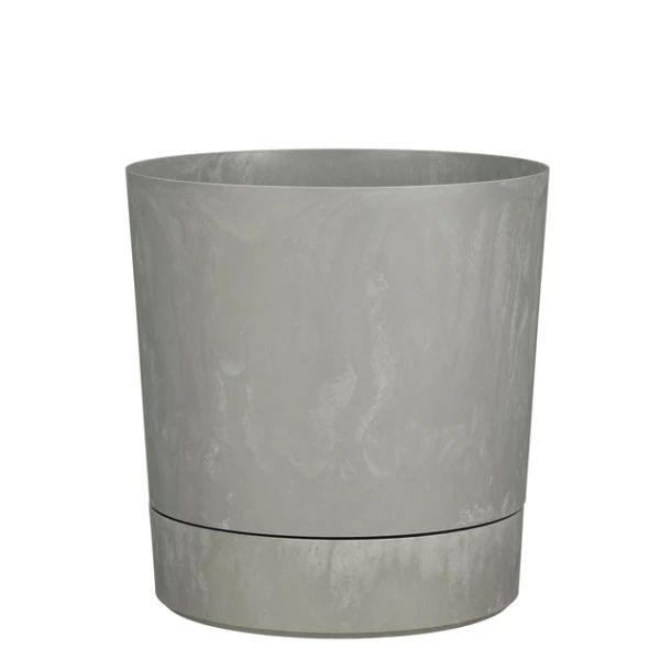 Plantenpot Mica Coco met schotel rond hoogte 29,5 Ø28 cm grijs