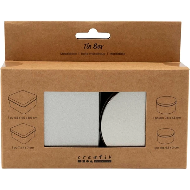 Blikjes Creativ Company Set 4 Stuks Zilver