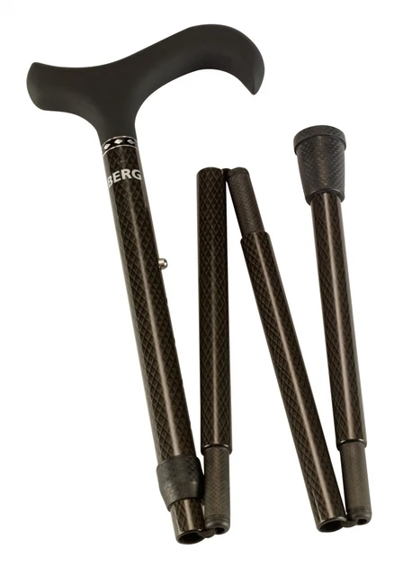 Wandelstok Able2 opvouwbaar carbon soft derby handvat zwart