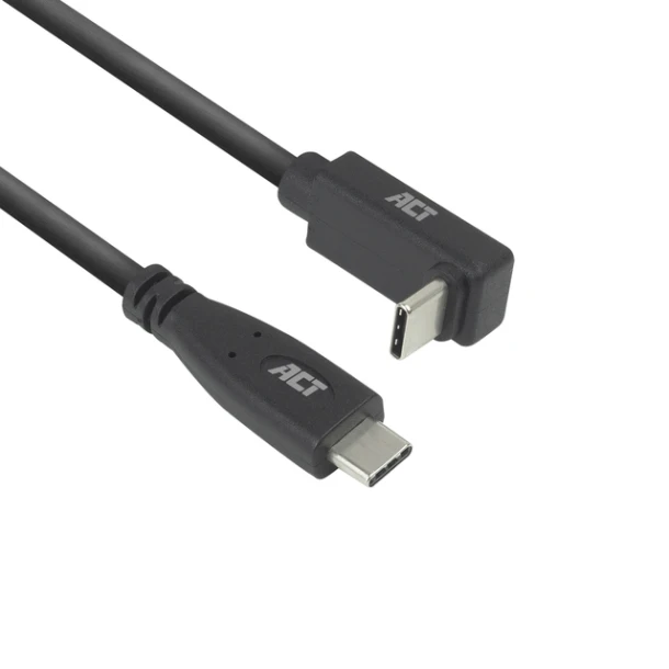 Kabel ACT USB-C standaard naar USB-C hoek boven/beneden 10Gbps 2m