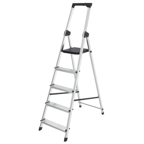 Huishoudtrap BRASQ 5 treden aluminium SLA500 zilver
